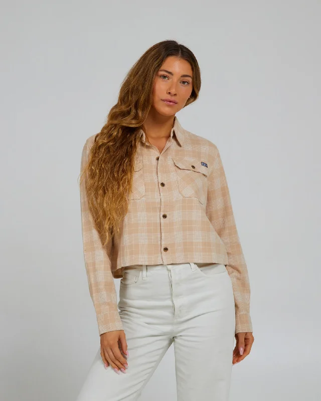 Stay Golden Crop Flannel - Sand Dune