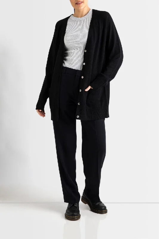 Cashmere James Boyfriend Cardigan in Black