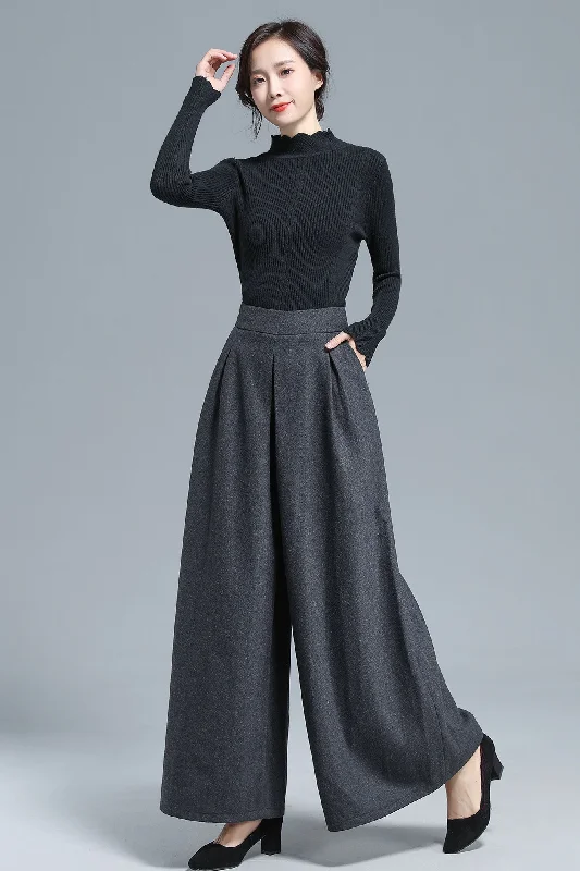 Thick Winter Wide leg wool Pants 3135