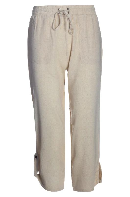 Pull on casual Mid Calf Pants | NATURAL | 6776AR