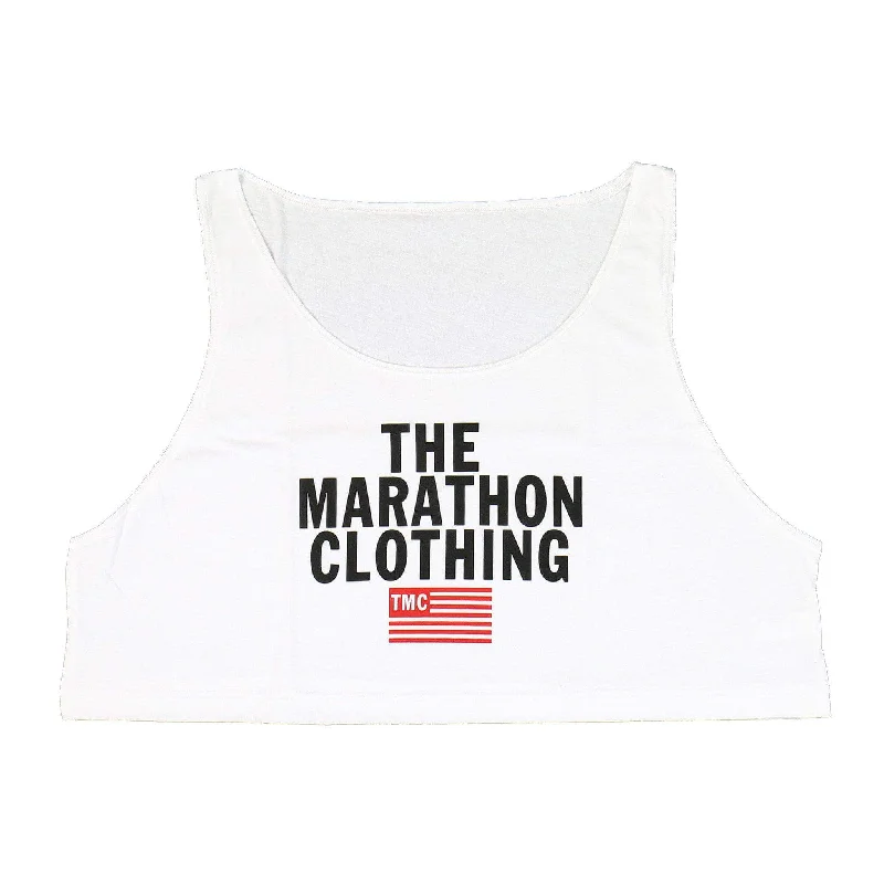 TMC Stacked Logo Crop Tank - White